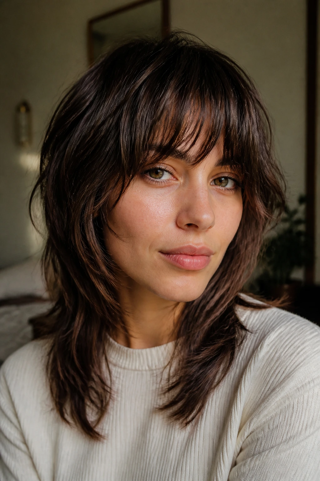 Portrait of a woman with a flattering shag cut