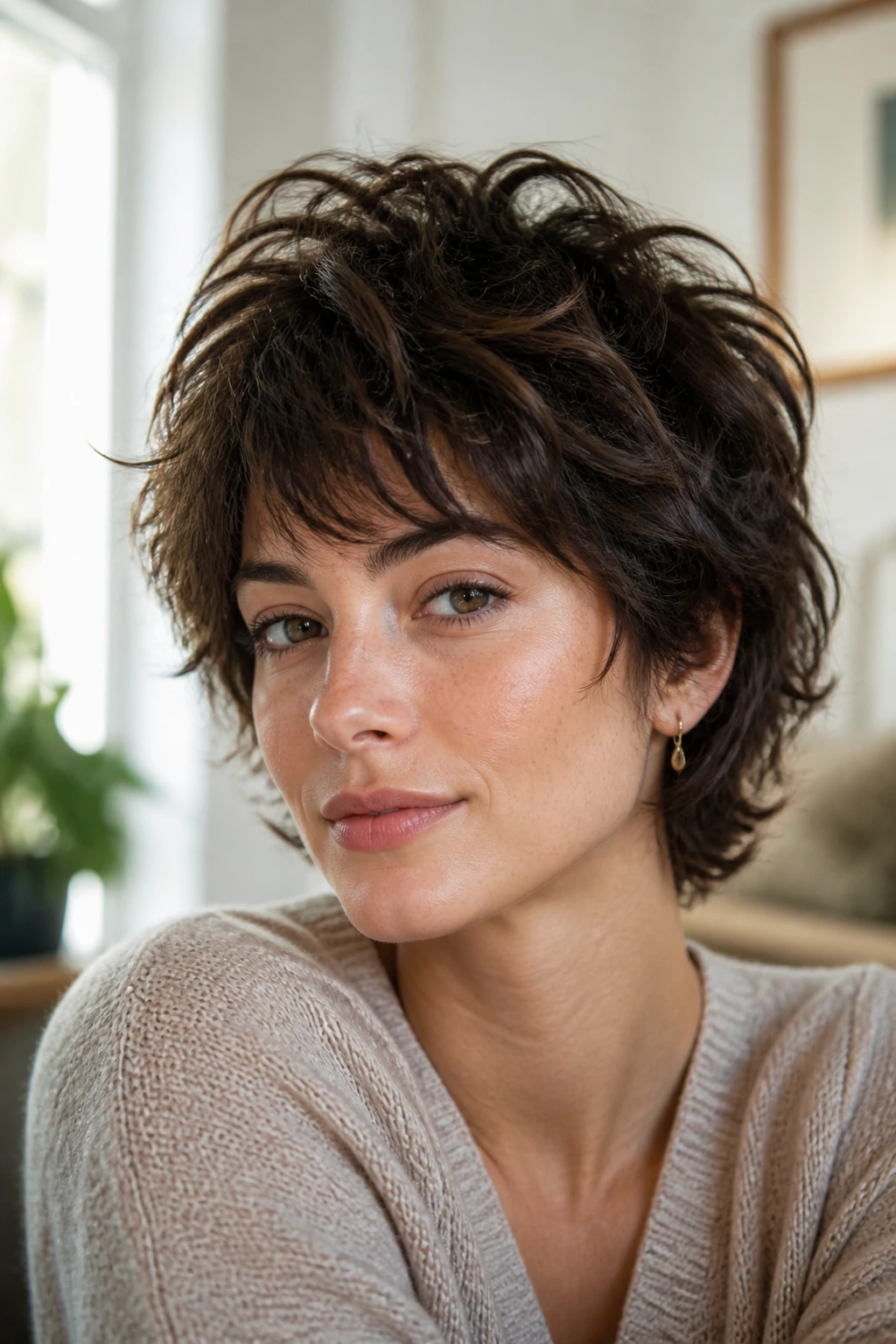 Portrait of a person with a shaggy crop and crown volume