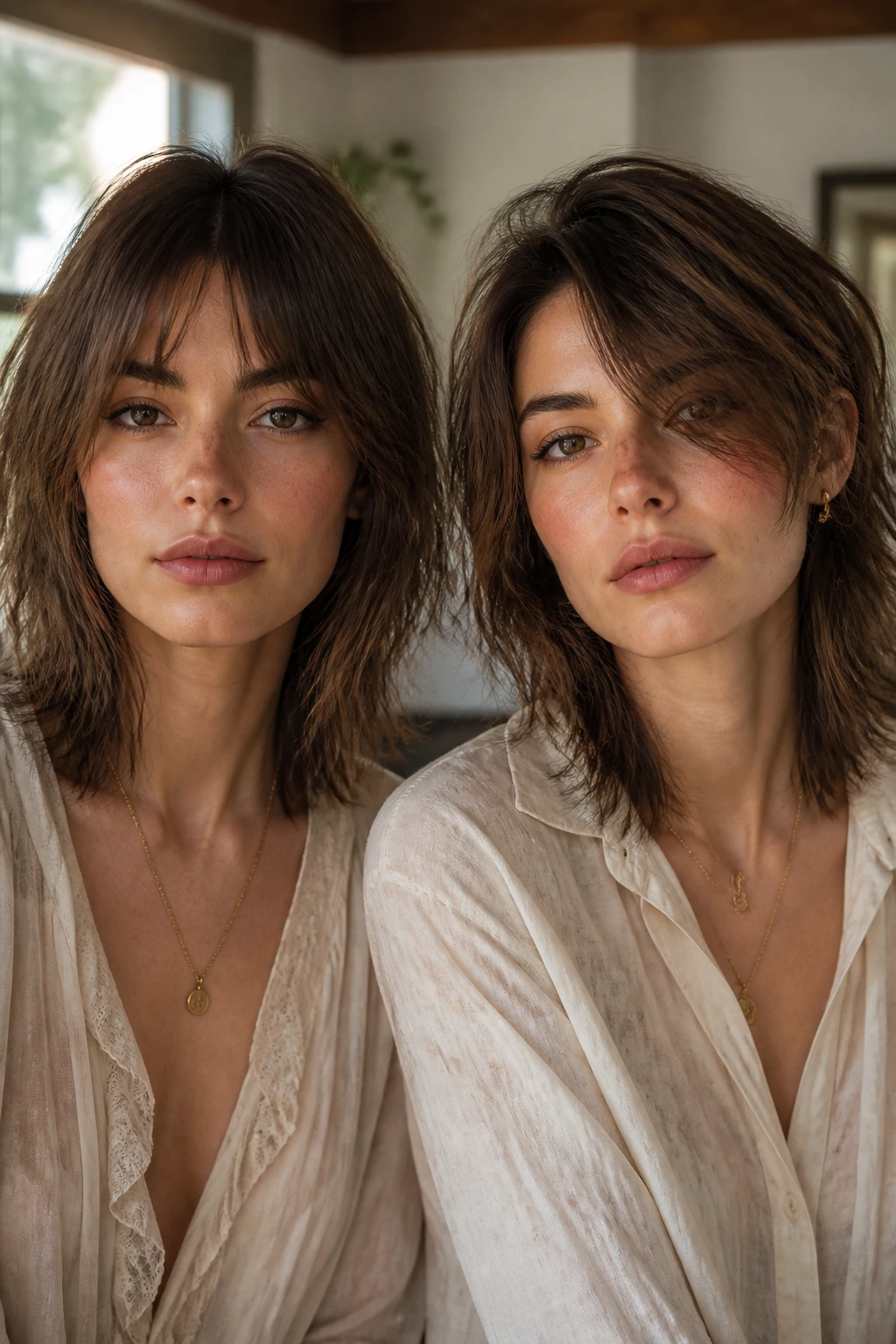 Portrait showing the impact of small styling tweaks on a shaggy wolf cut.
