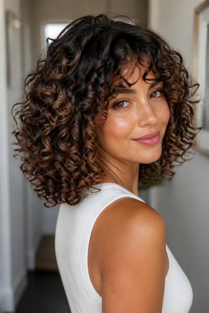 20 Shoulder Length Curly Hairstyles for Natural Bounce