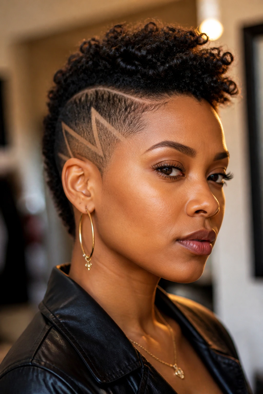 Close-up of a real person with a sculpted mohawk showing crisp shape