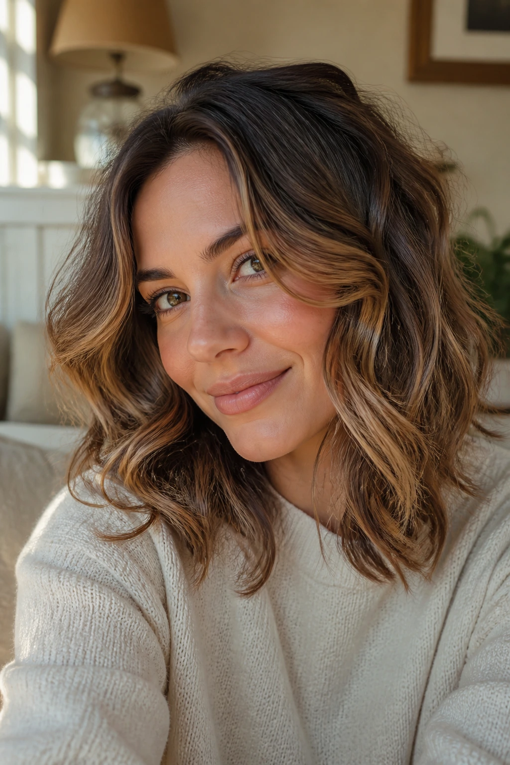 Portrait of a real woman with balanced, lasting waves