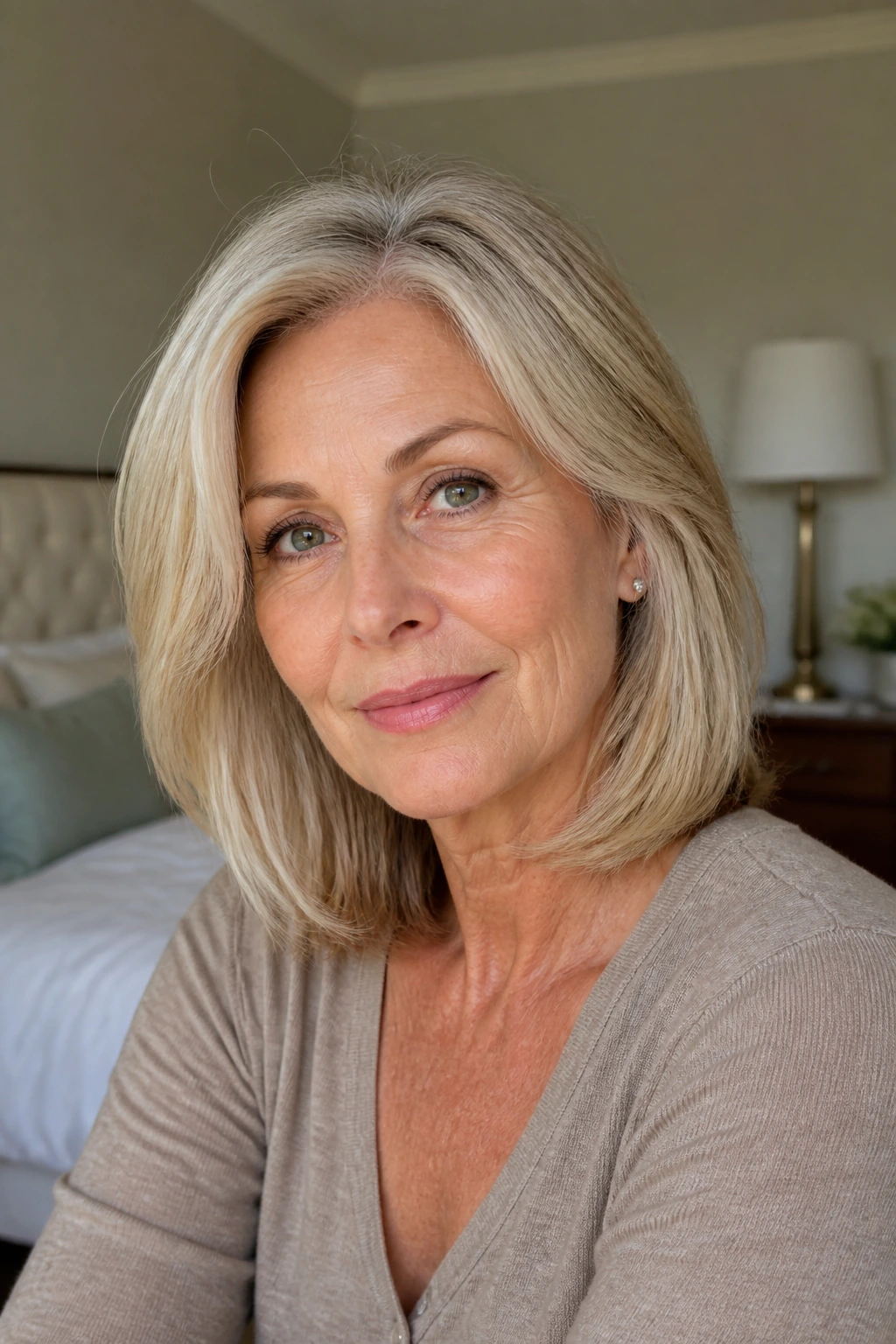 Portrait of a woman with neatly shaped crown and smooth ends demonstrating upkeep