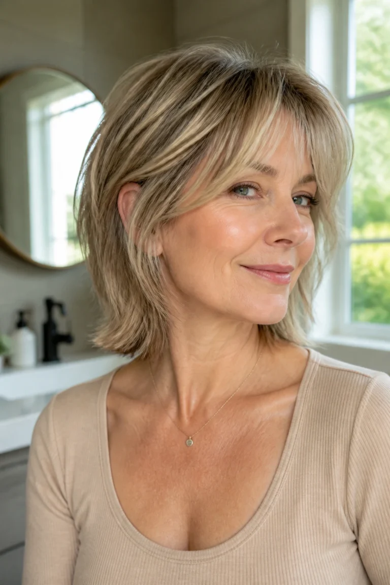 24 Short Shaggy Hair With Curtain Bangs for Fine Hair