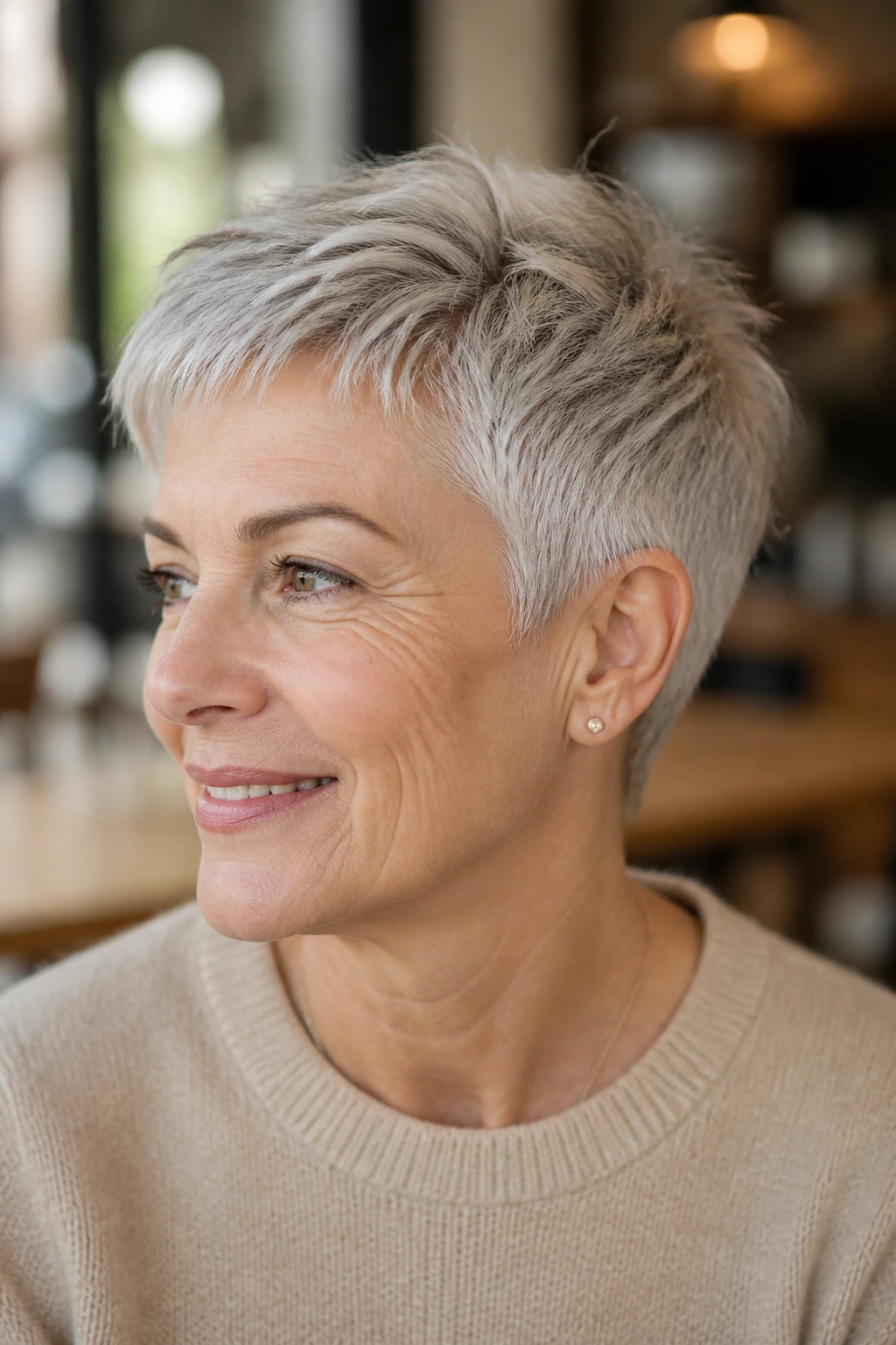 Portrait of a woman with short textured top crop