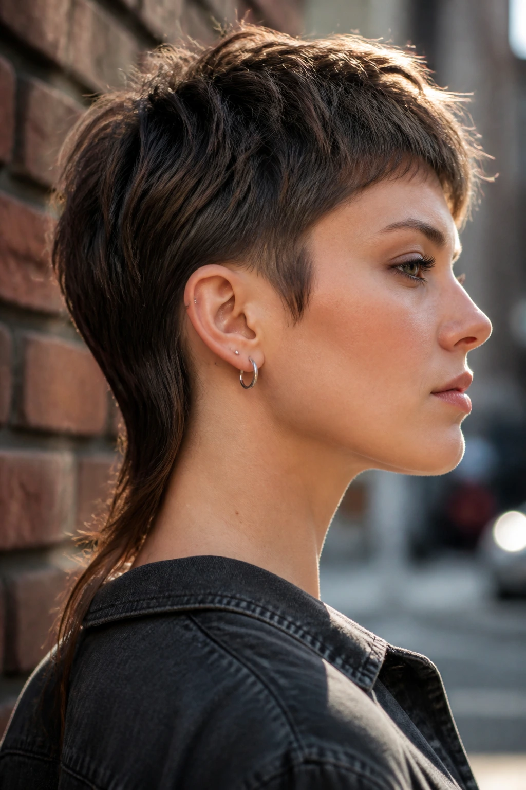 Real person with short-nape mullet and clean neck visible