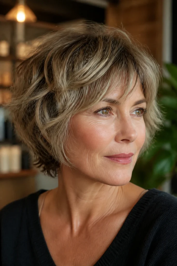 28 Short Shaggy Hair for Square Faces Over 40