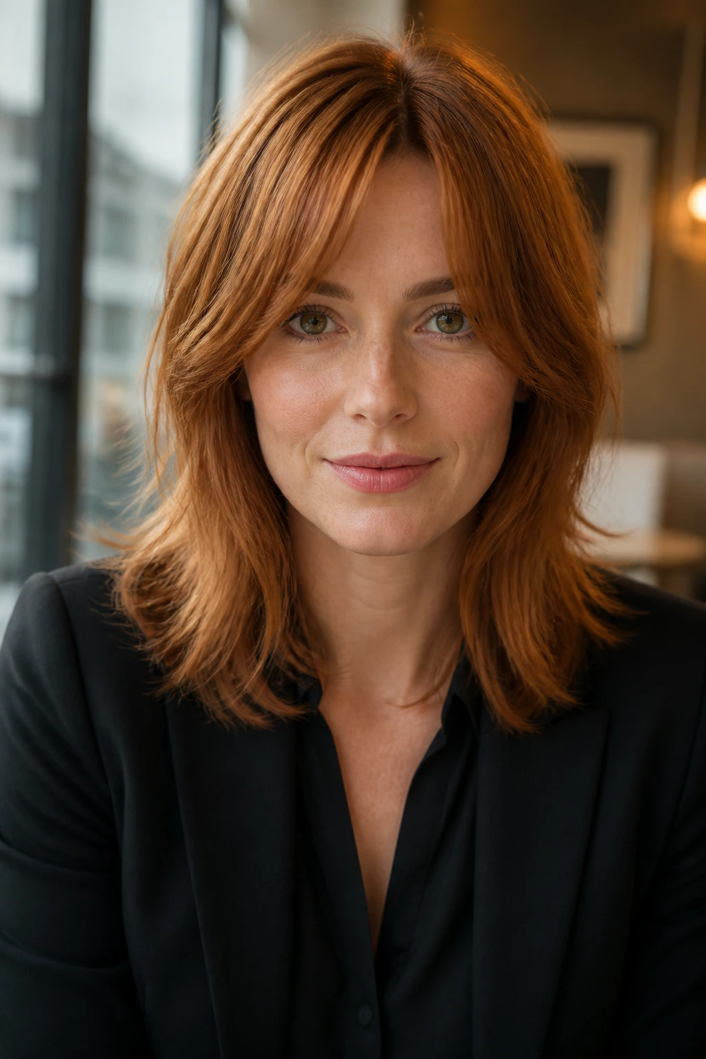 Close-up portrait of real person with shoulder-length shag and hidden layers