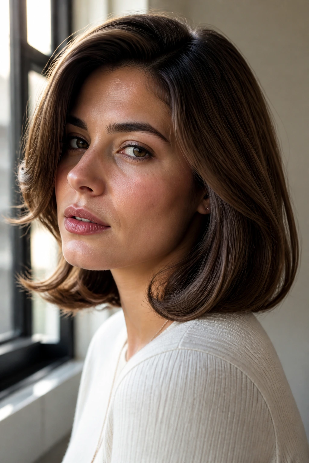 Portrait of a person with a soft side-part flip hairstyle