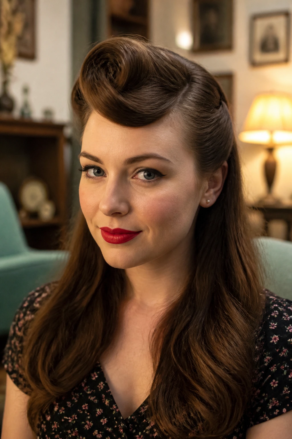 Portrait of a woman with a side-part fringe and rolled front energy