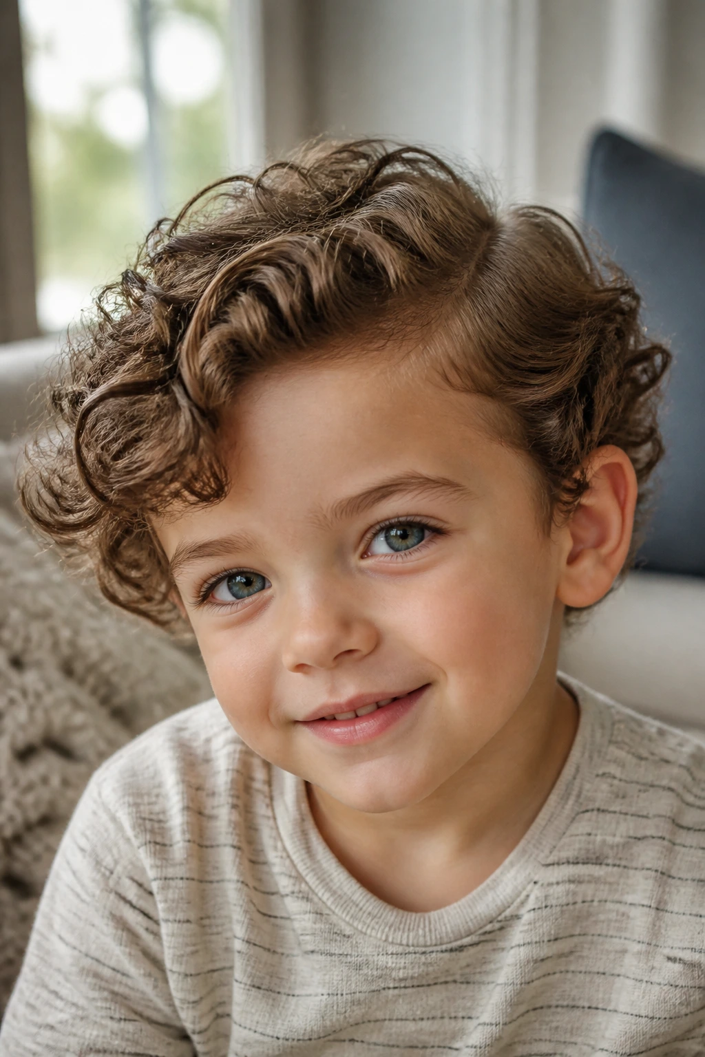 Toddler with natural side part and loose curls