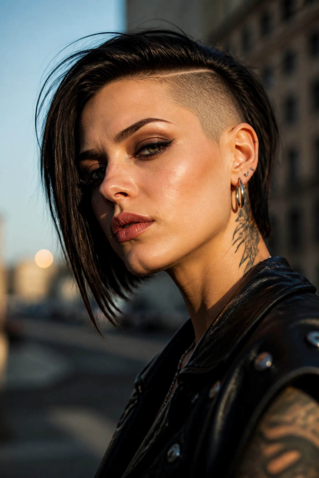 Real person with side-shaved bob and longer opposite side