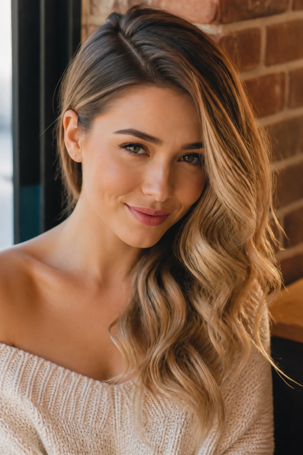 Close-up of a person with side-swept shoulder waves and a strong part