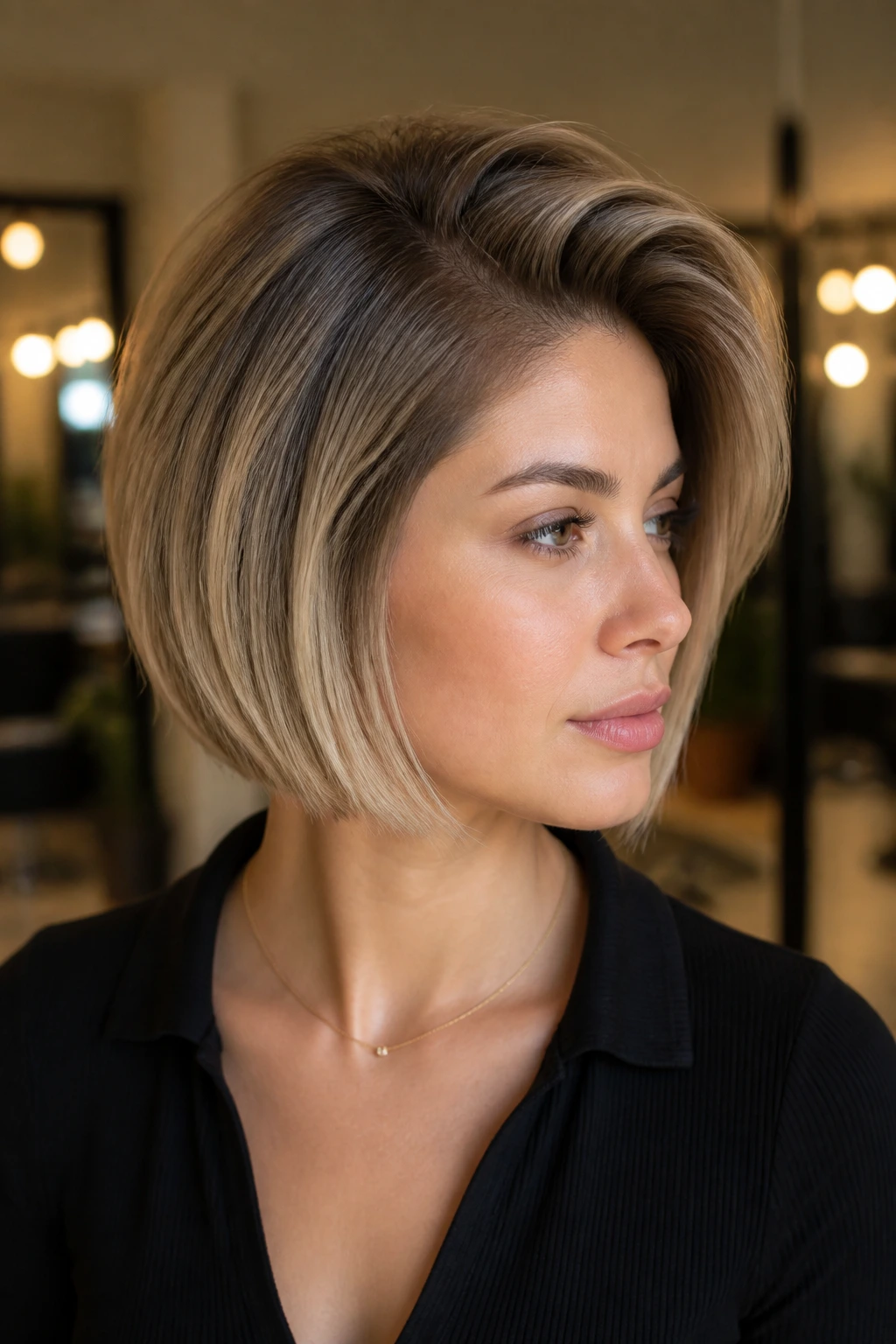 Real person with side-volume bob and crown lift.