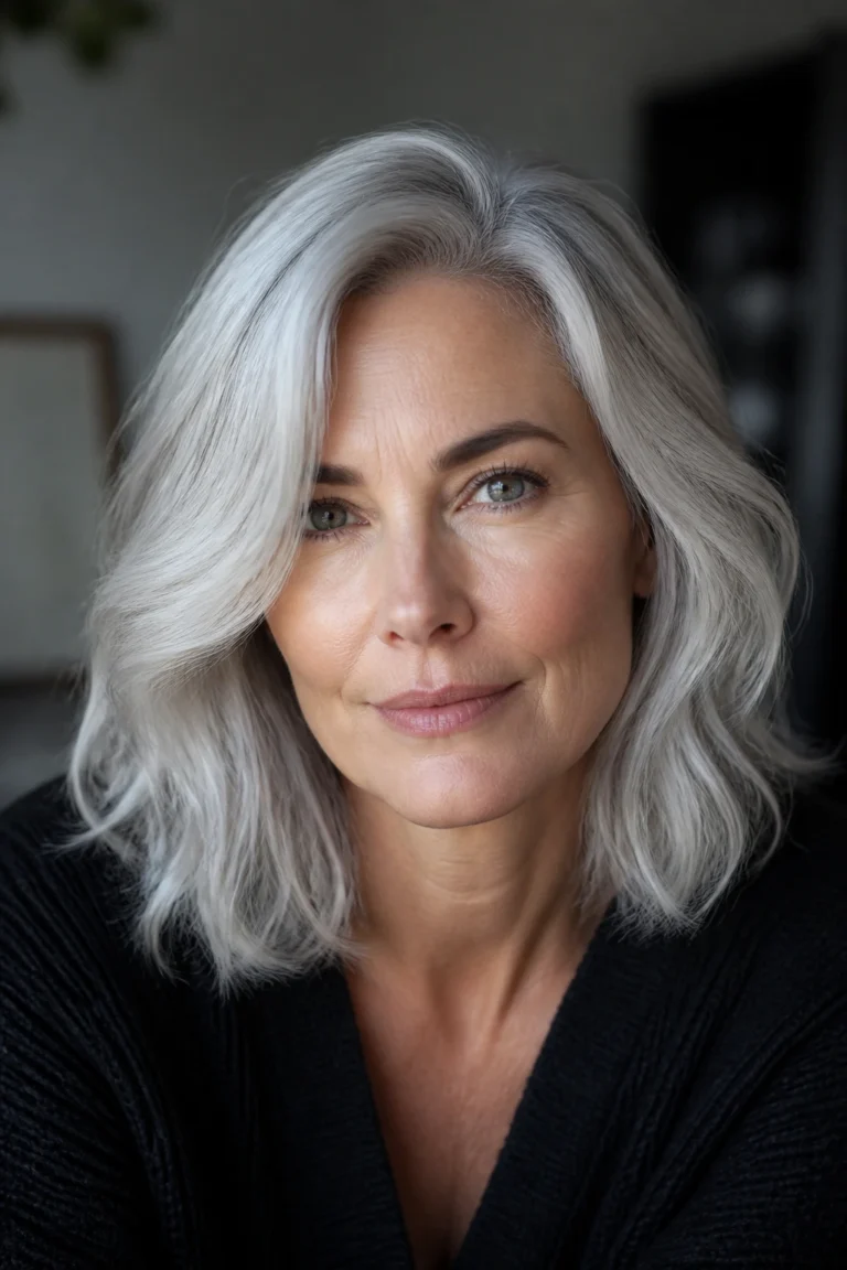 25 Shoulder Length Silver Hair Color Ideas