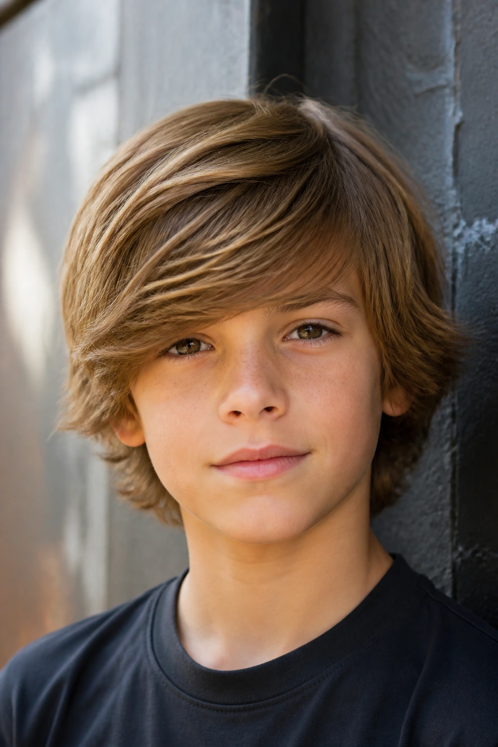 Close-up of a child with a skating fringe in daylight light