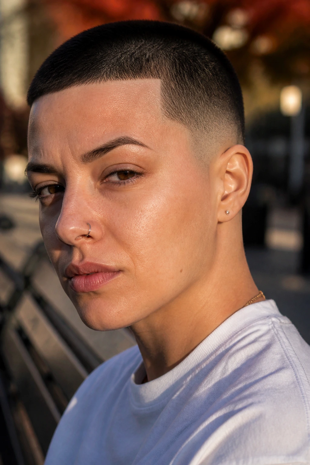 Real person with skin-fade buzz cut and crisp line-up