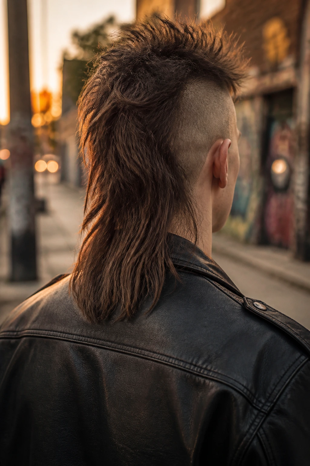 Back-of-head view of a real person with a skullet and clean sides.