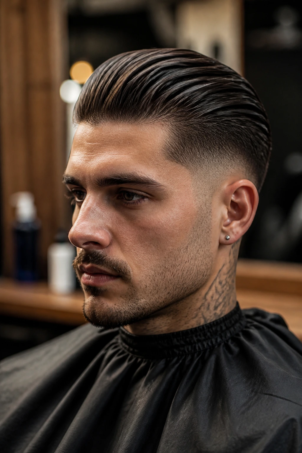 Portrait of man with a slick back fade hairstyle