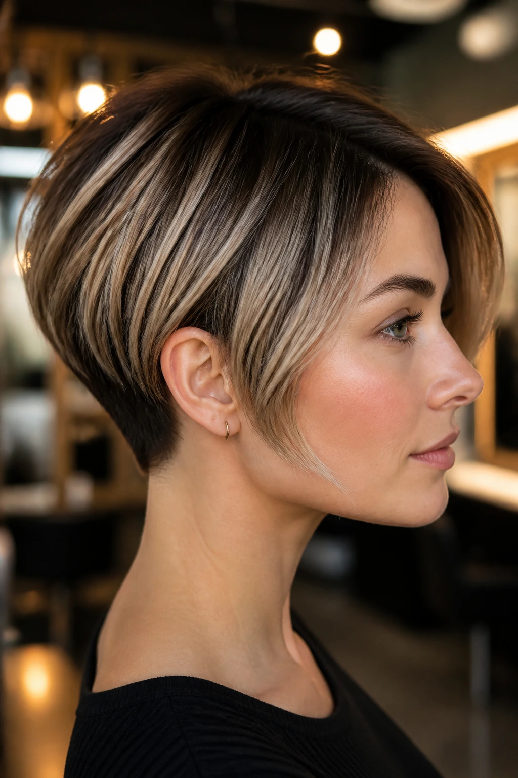Portrait of a real person with a soft fade and sharp shape on short hair.
