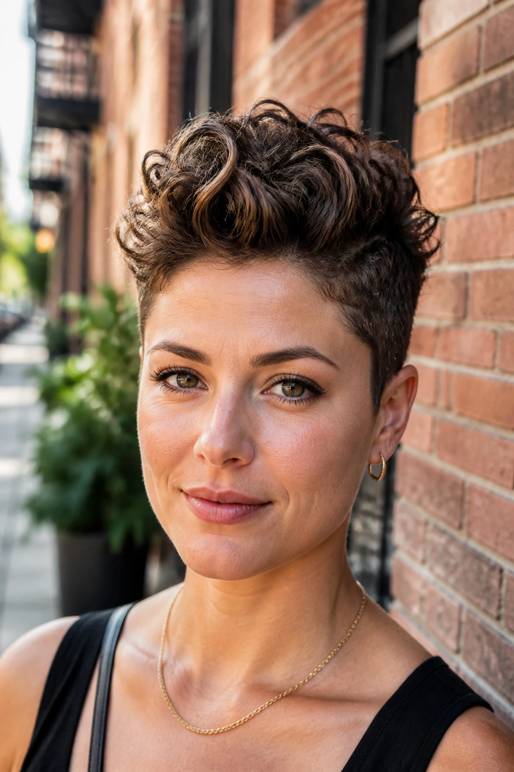 Portrait of person with soft faux-hawk pixie hairstyle