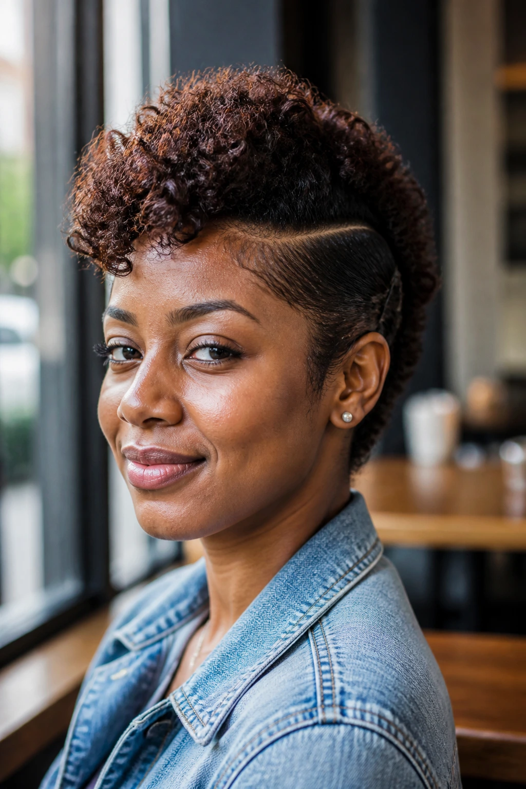 Close-up of soft faux hawk on real person with crown ridge