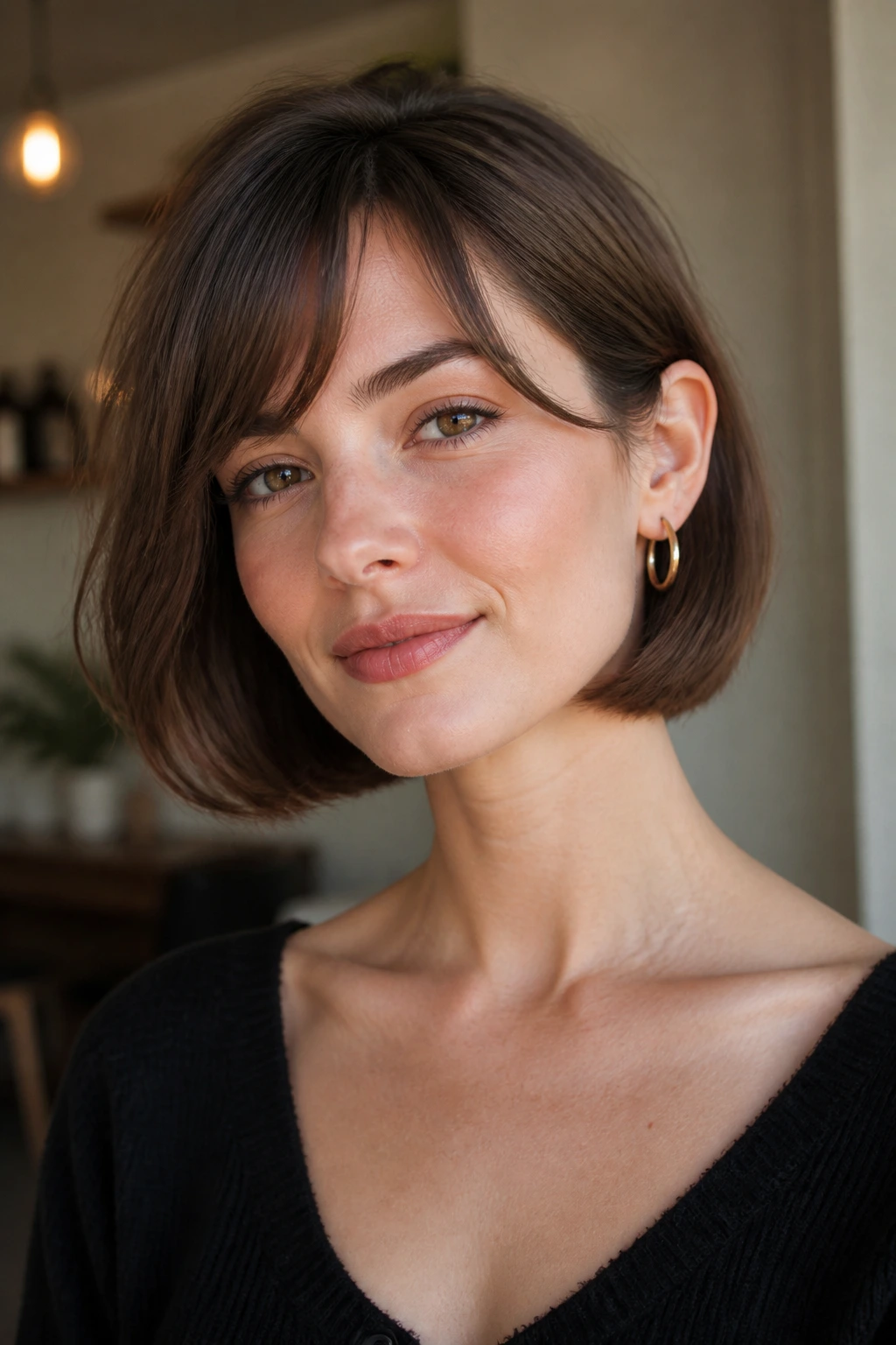 Portrait of a woman with soft French bob hairstyle