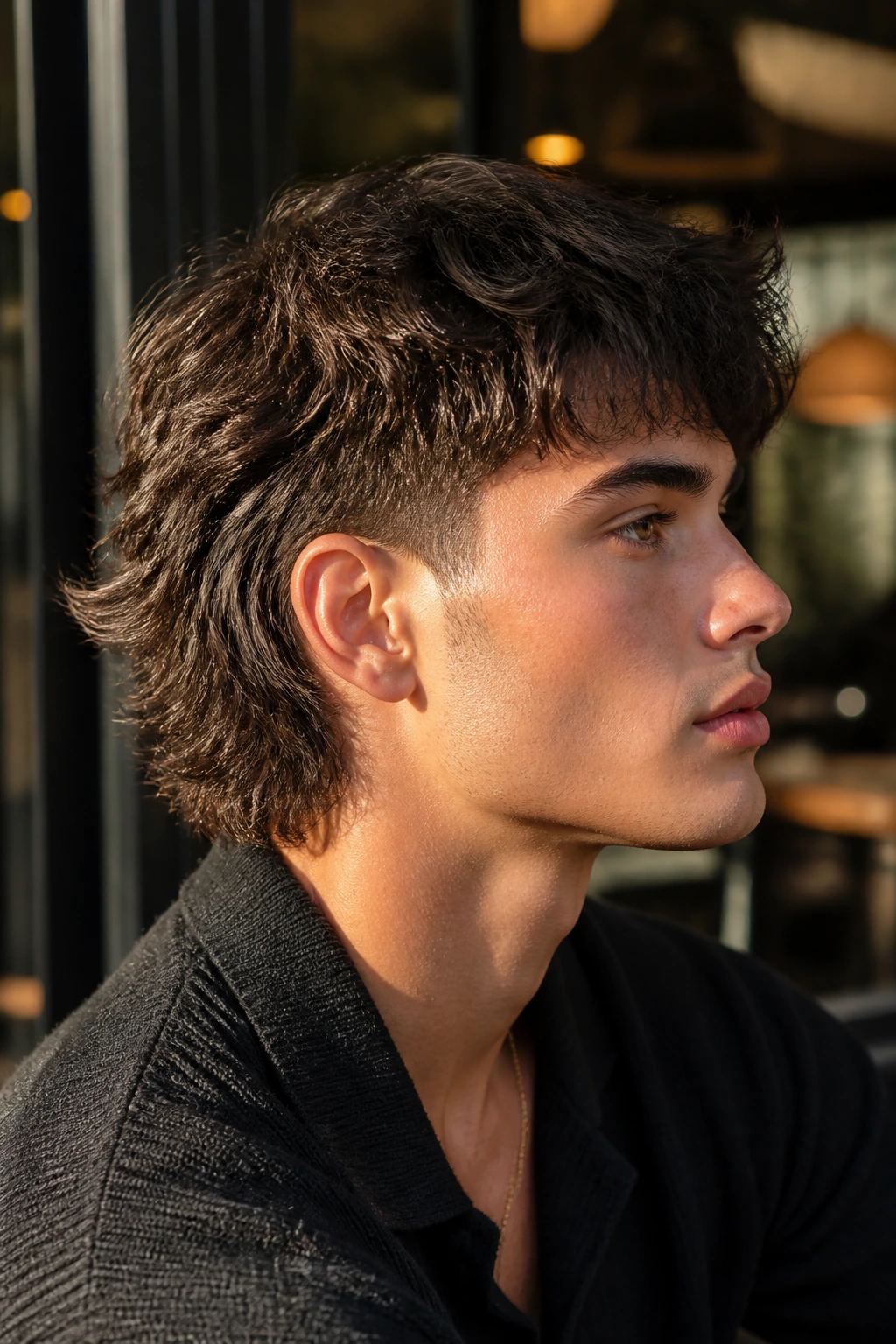 Portrait of a person with soft mullet and tapered sides