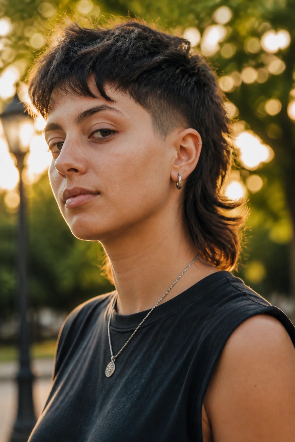 Real person with soft mullet and tapered sides