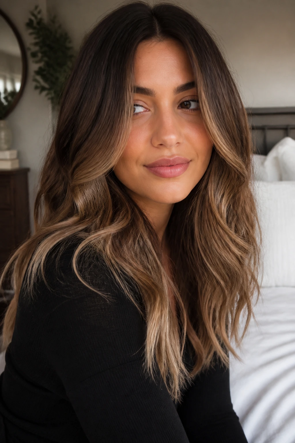 Soft ombre hair on a real person with blended root-to-end fade