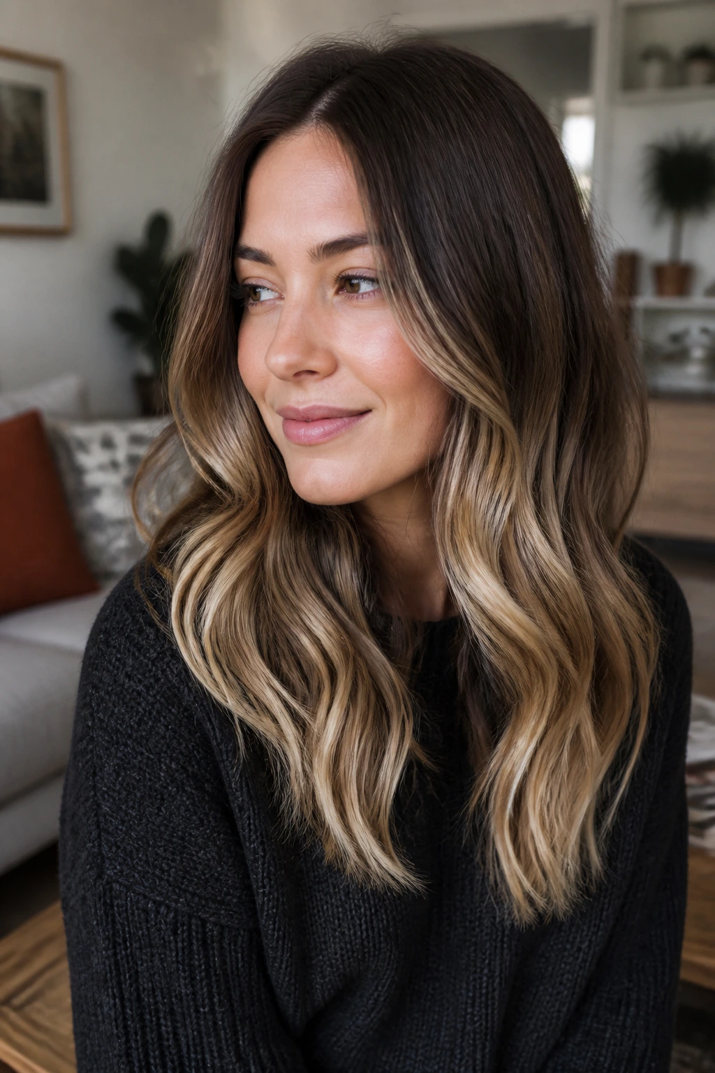 Portrait showing soft ombre that follows hair shape with low-contrast transition