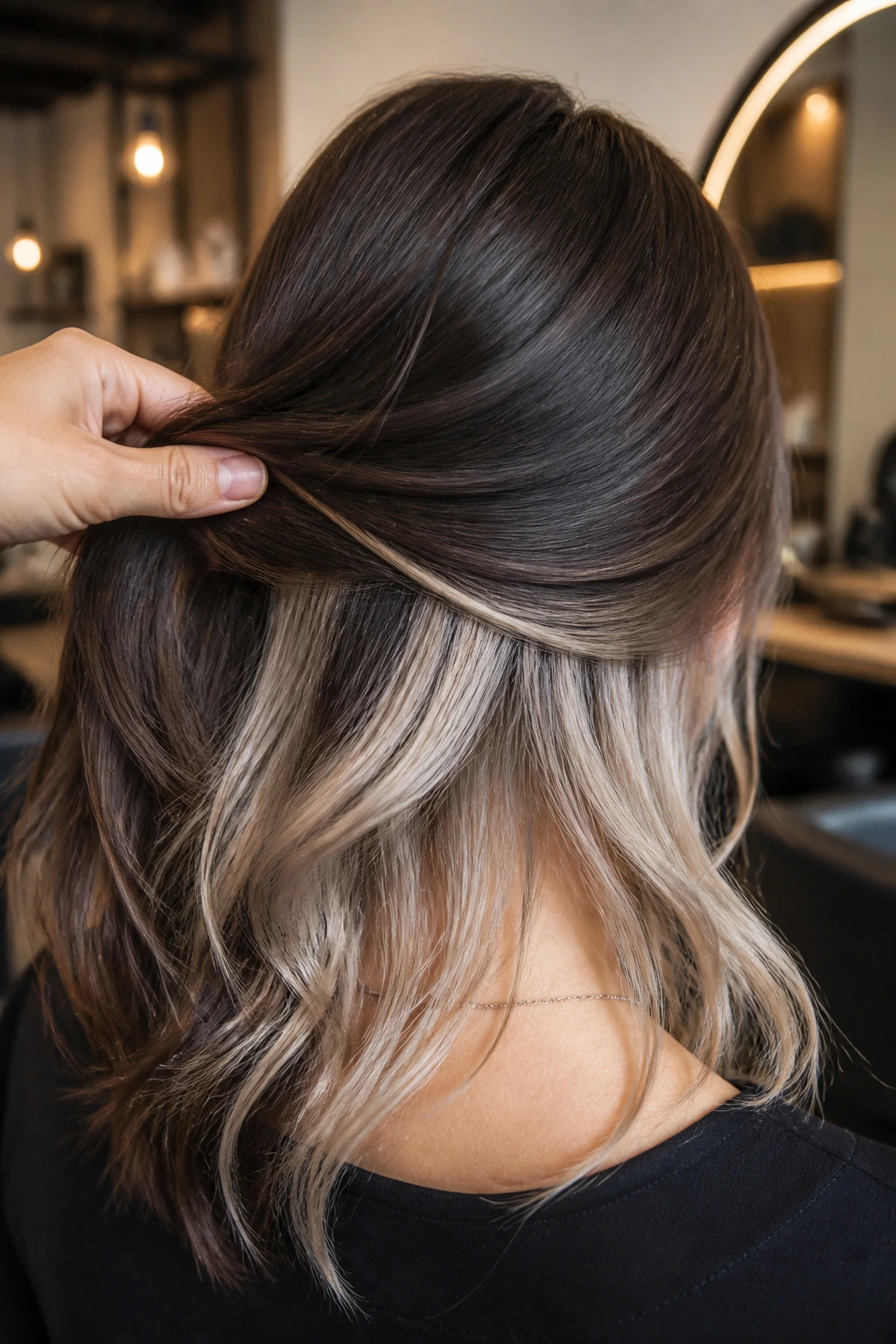 Back-of-head close-up showing soft platinum nape panels