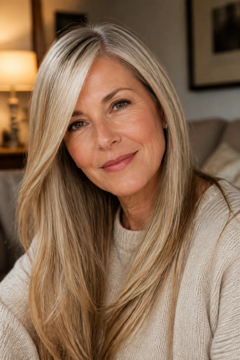 28 Straight Hairstyles for Long Hair Over 50