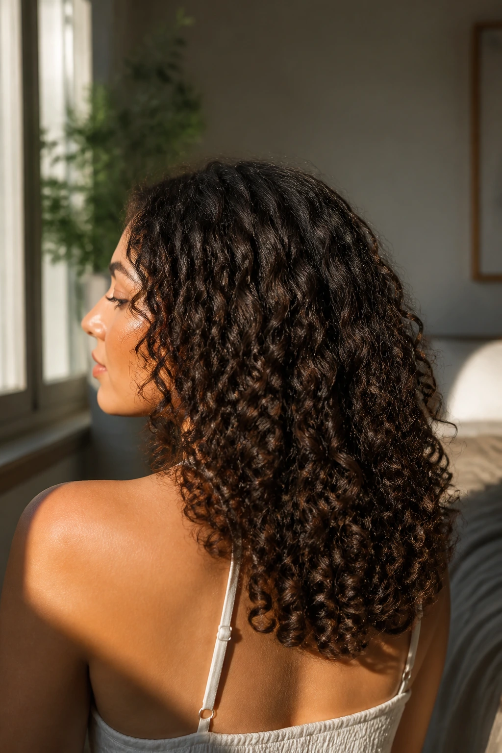 Close-up of a real person with a soft U-shape cut on 3A curls
