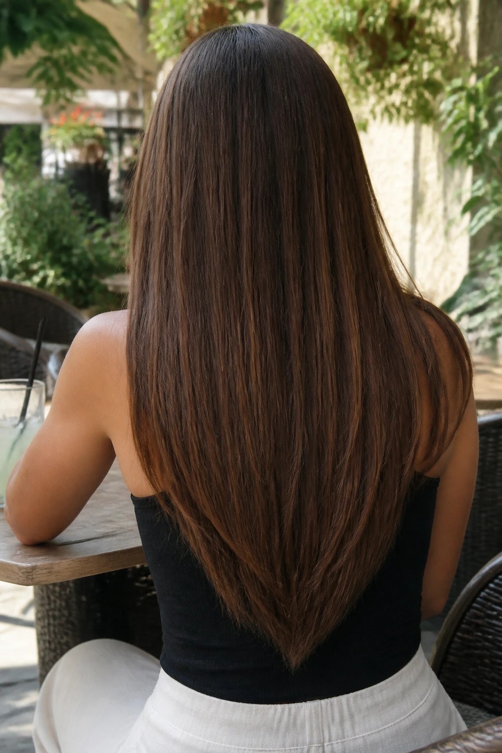 Hair forming soft V-shape at nape on a real person