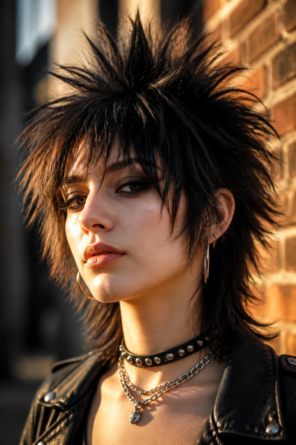Close-up of a real person with a spiky crown shag, crown spikes and textured sides