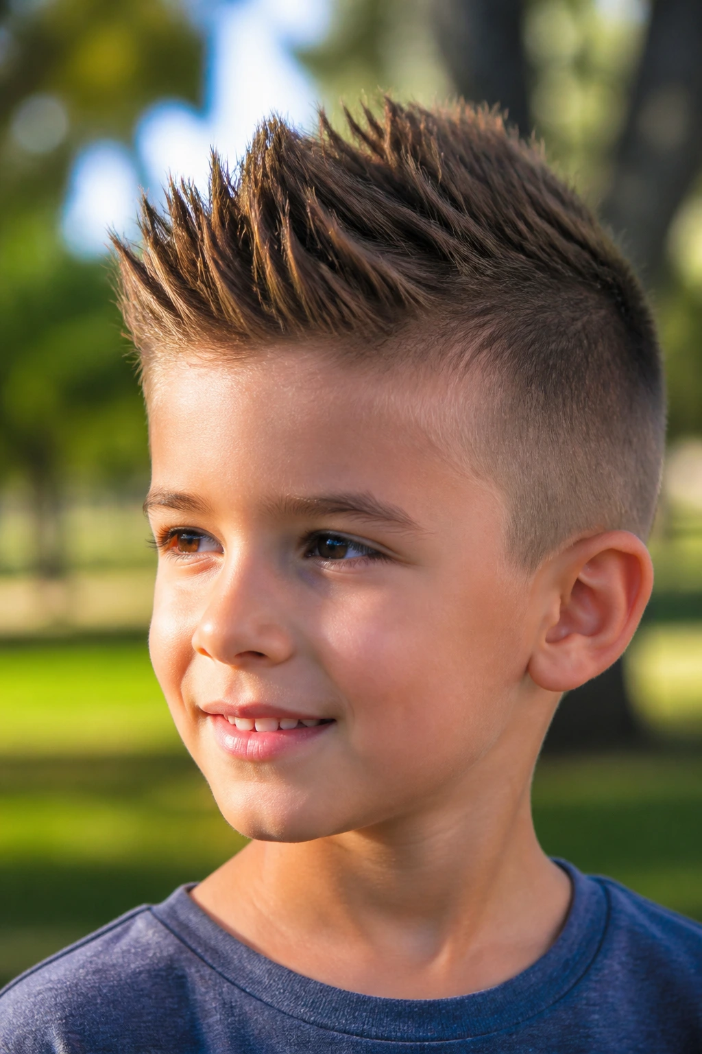 Real boy with a spiky top hairstyle