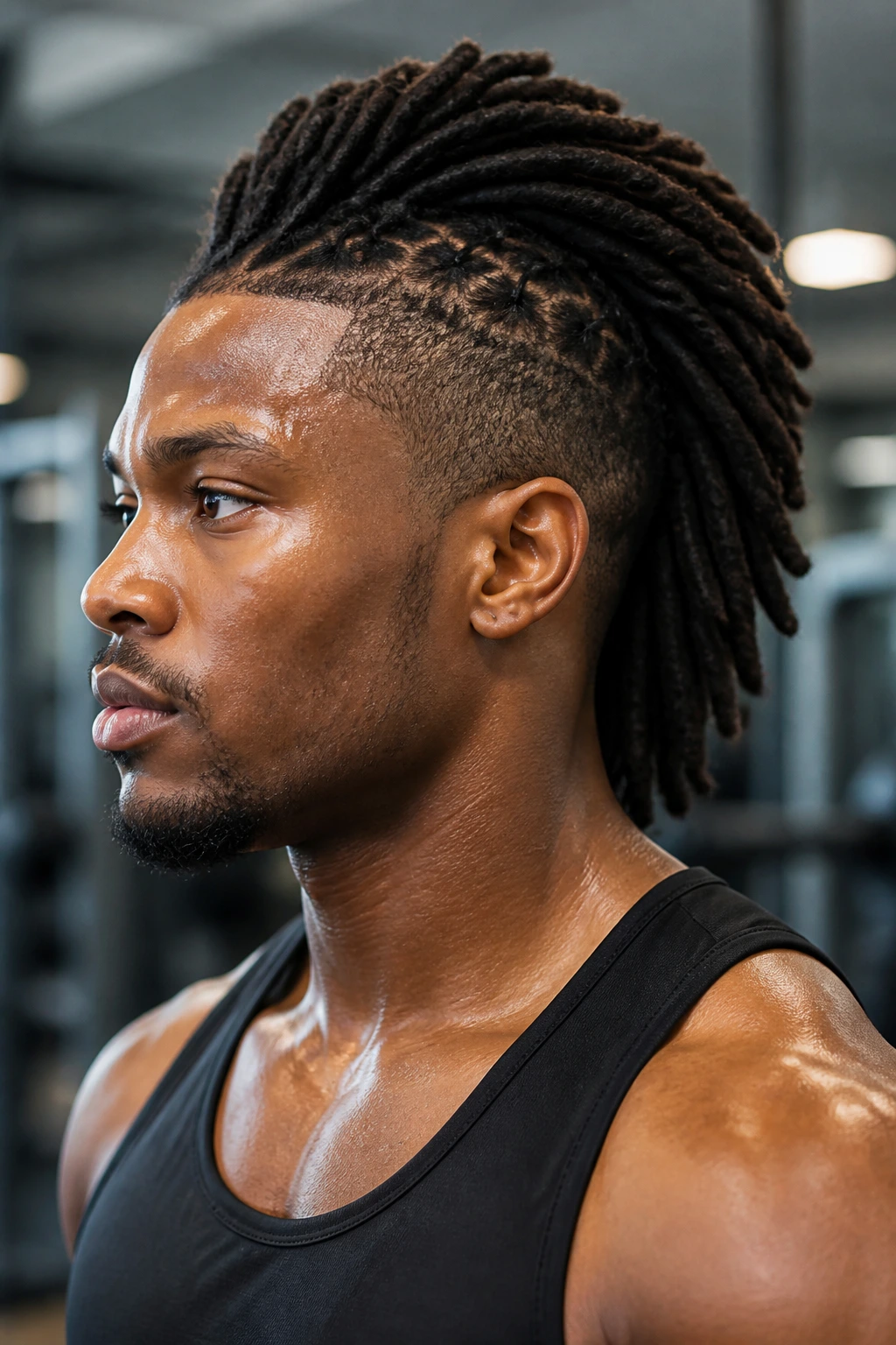 Close-up of Sporty Gym-Ready Mohawk on a real person with a tight center