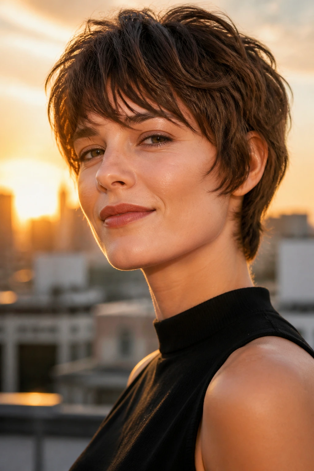 Close-up of a real person with Square-Jaw Softening Crop