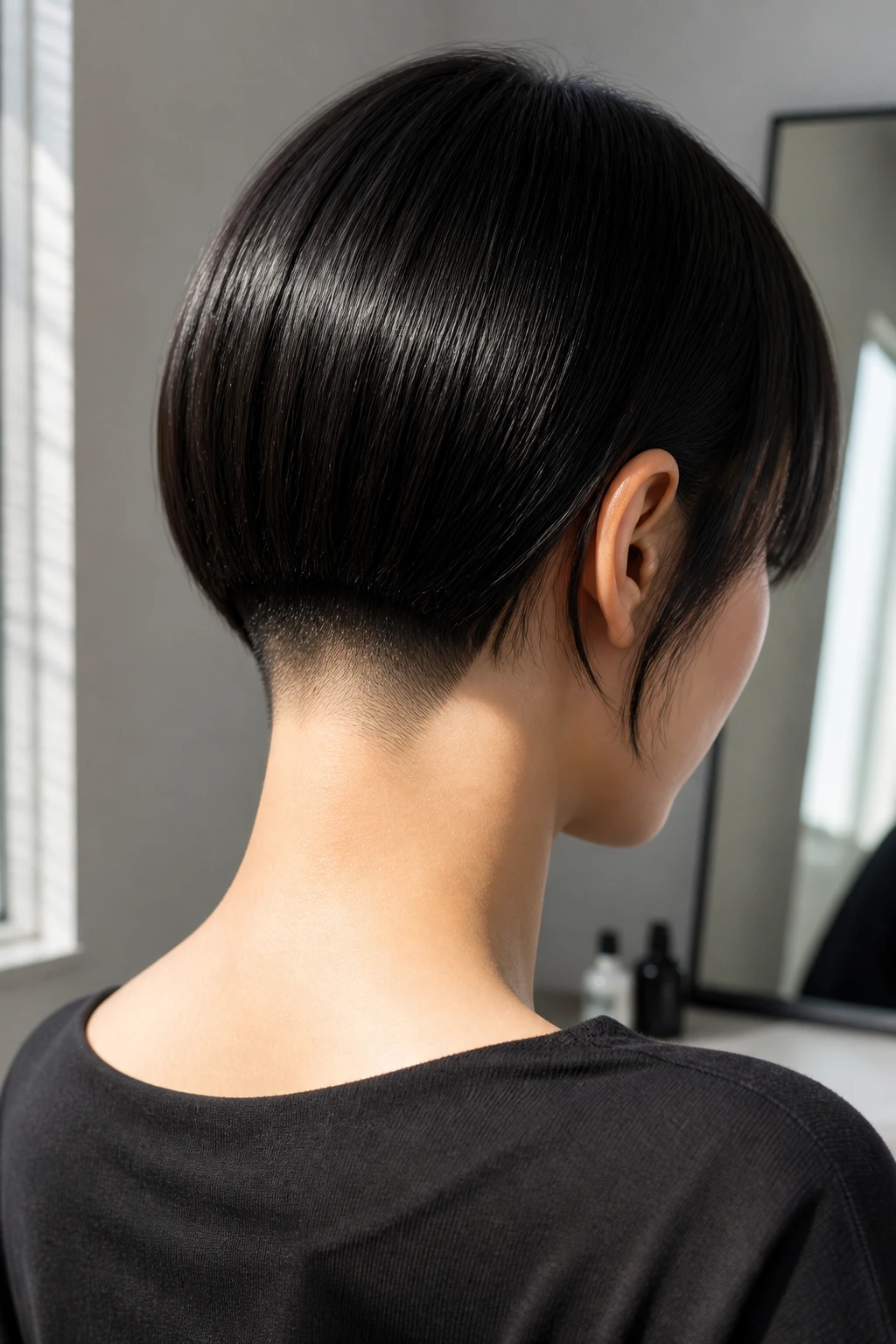 Back-of-head close-up showing straight dense hair and a clean nape outline