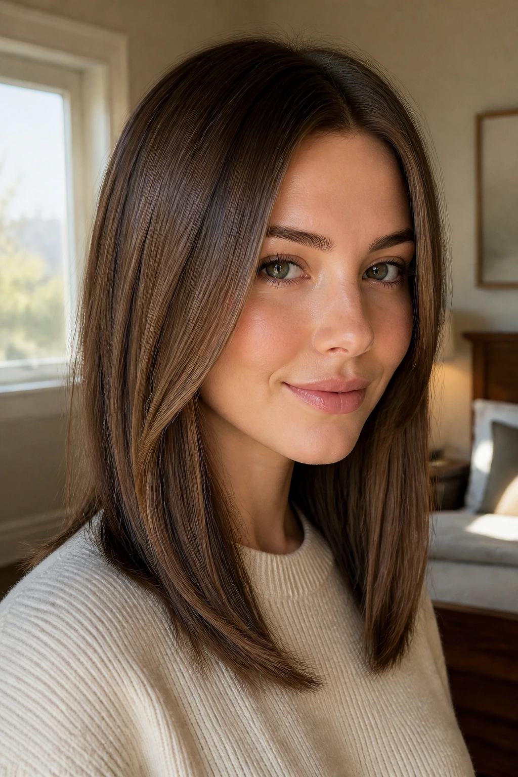 Close-up of a real person with straight hair showing a clean perimeter and face framing.