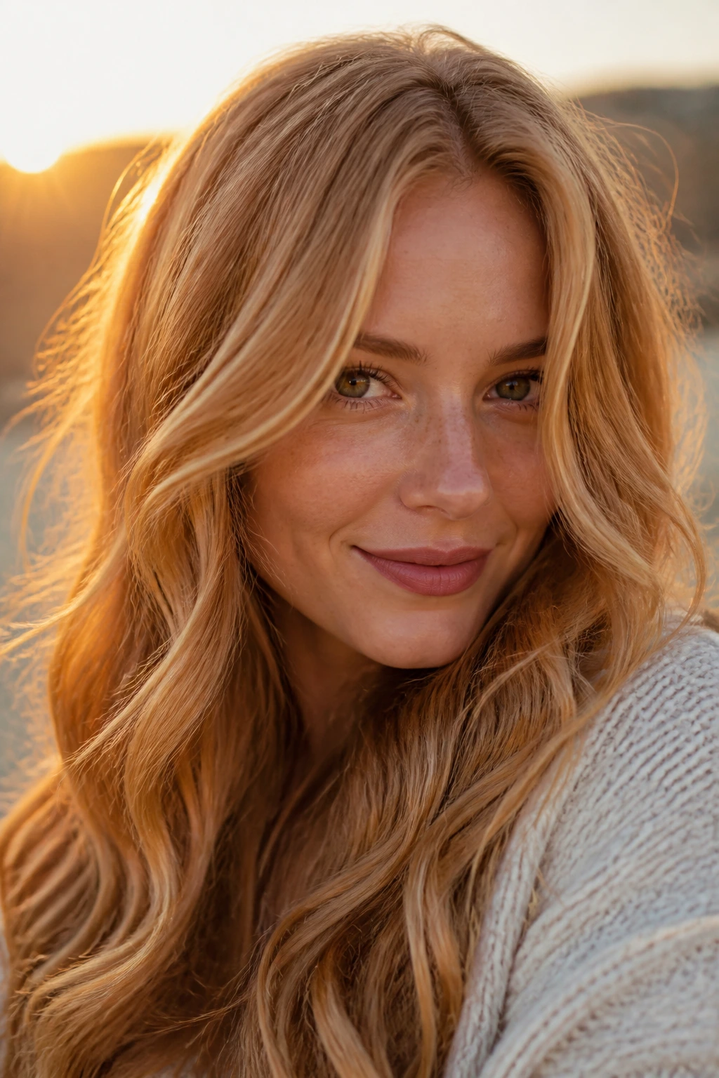 Real woman with strawberry blonde dimension featuring warm strawberry tones.