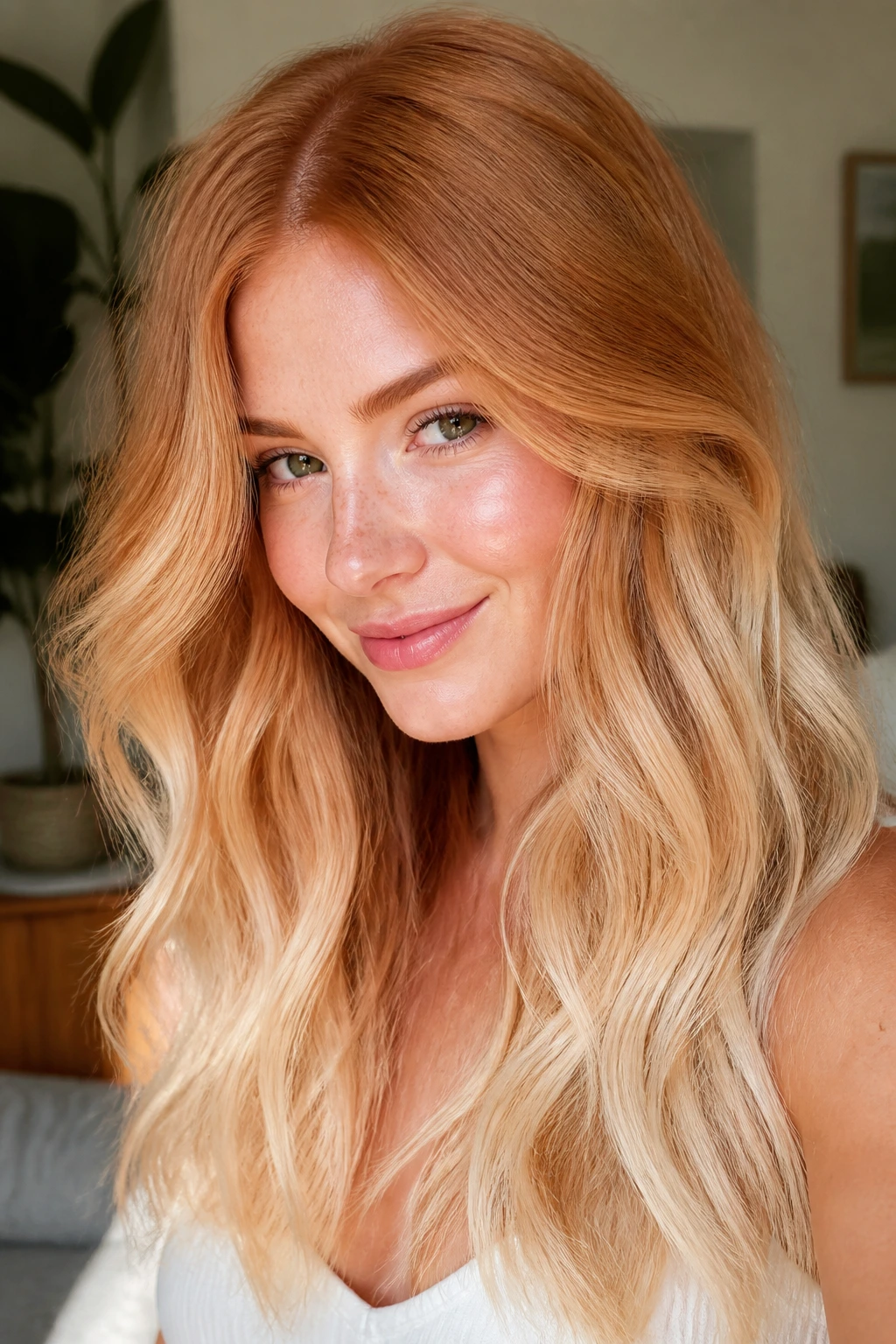 Strawberry blonde transitioning to creamsicle blonde on real person