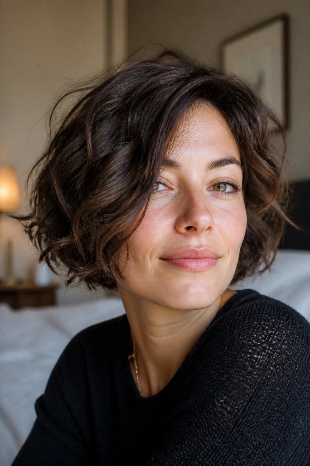 Portrait of a woman with natural short wavy hair