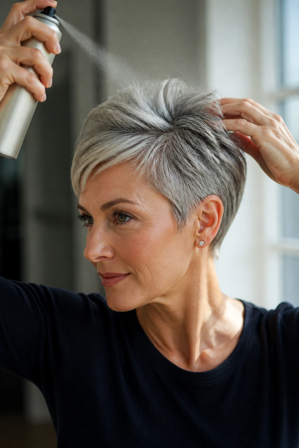 Close-up of a person with a textured short crop showing tips and boosters in natural light