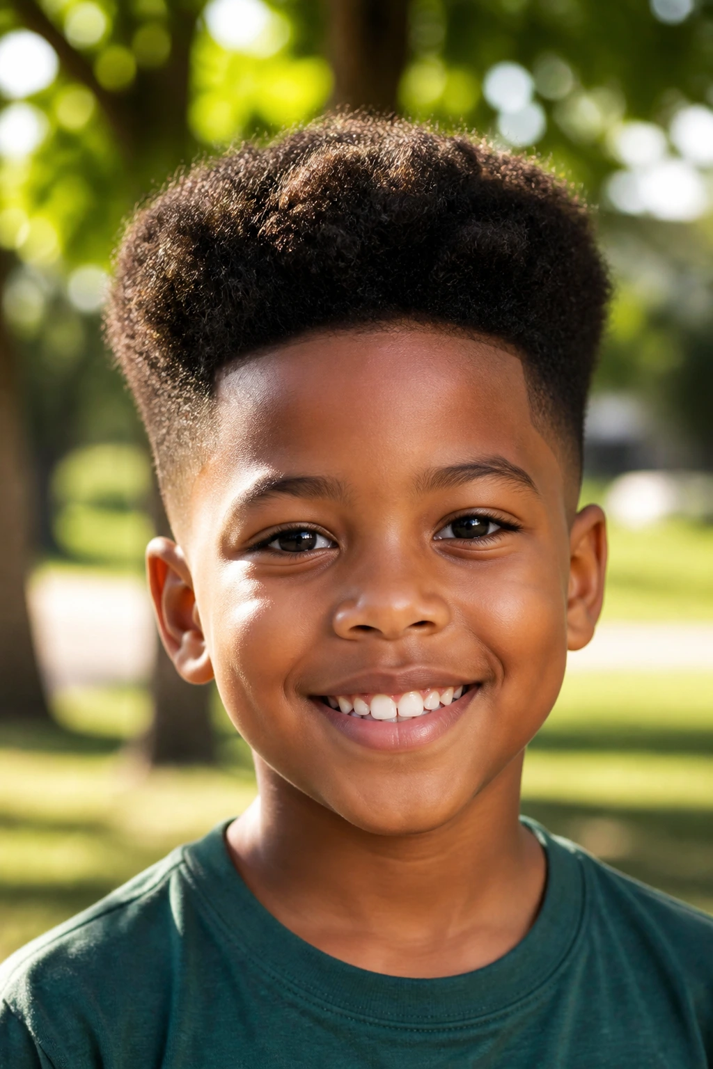 Close-up of a real child with a tapered afro