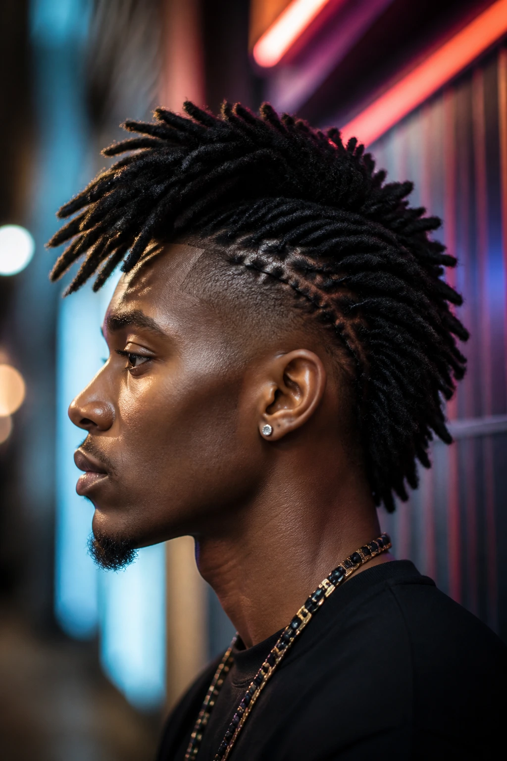 Close-up of Tapered Illusion Mohawk on a real person with tucked sides and full center