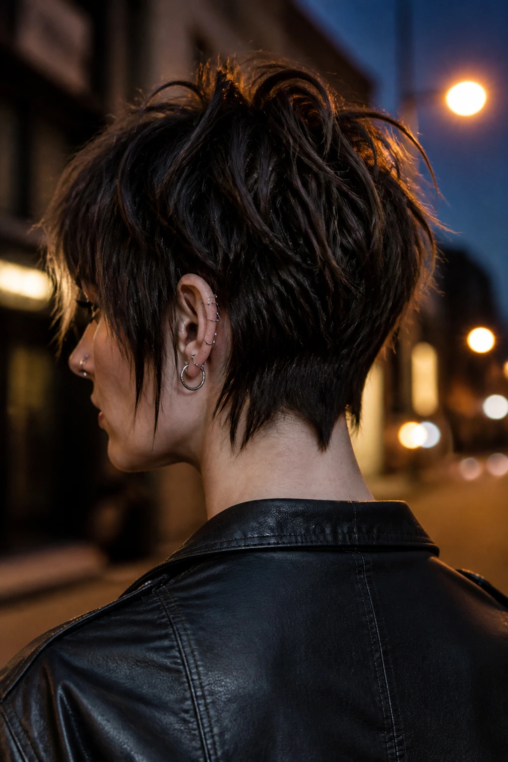 Back-of-head portrait of real person with tapered nape shag