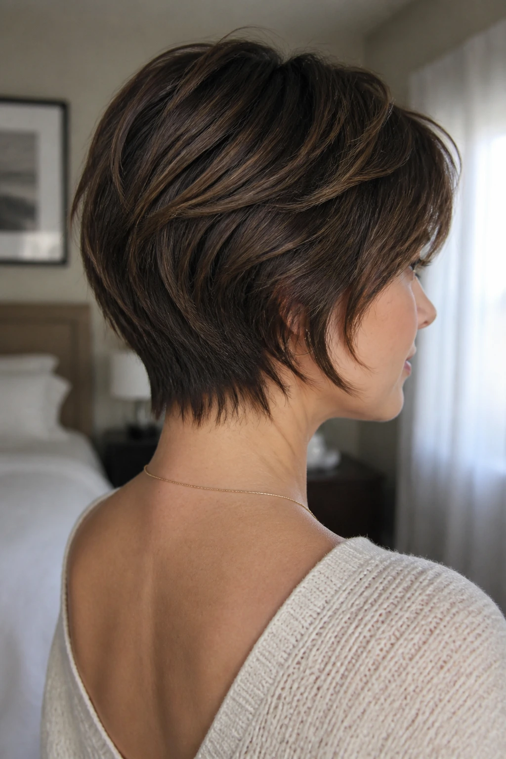 Close-up portrait focusing on a tapered nape at the back of the neck.