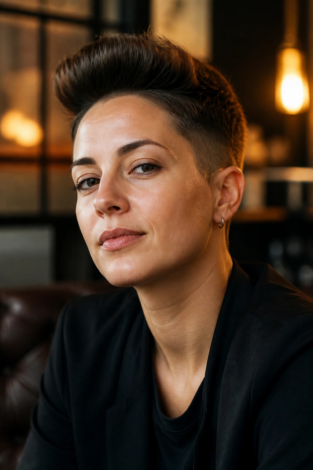 Real person with tapered quiff crop hairstyle